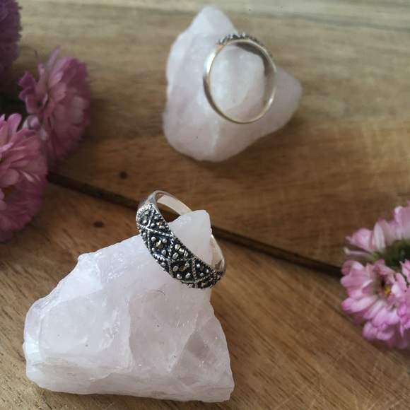 Marcasite Ring - Victorian Style Ring - Pyrite Ring - 925 Sterling Silver - Picture 2 of 11